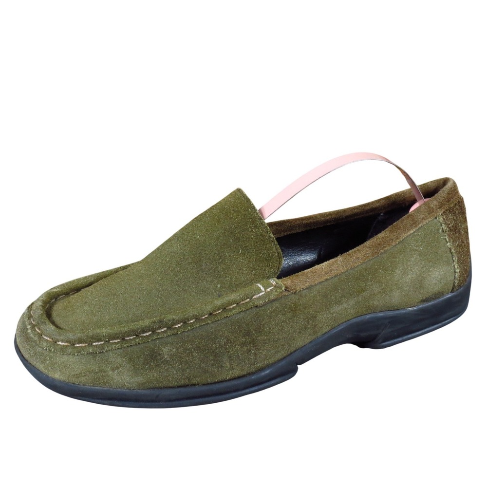 BCBG Maxazria Women Casual Loafer Shoe Size 37 Daily Wear Olive Green Suede